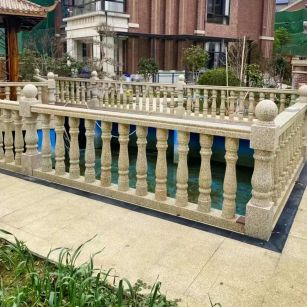 赤峰黄金麻花岗岩石材栏杆，扶手，将军柱，花瓶柱