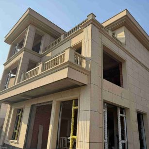 赤峰 黄金麻花岗岩石材荔枝面外墙干挂效果展示