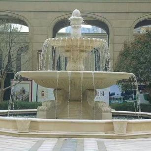 赤峰 黄金麻花岗岩异型加工——户外庭院石雕流水喷泉