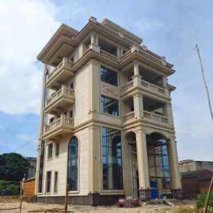 赤峰 黄金麻花岗岩石材别墅外墙干挂搭配（雕花栏杆花瓶柱门楼罗马柱）