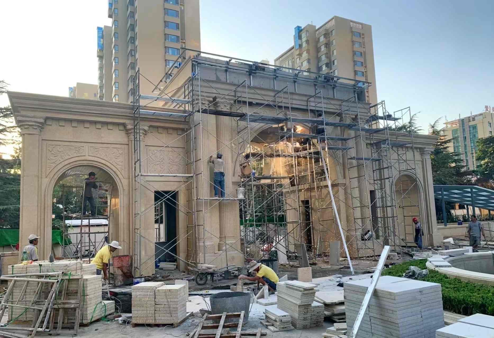 赤峰 黄金麻荔枝面花岗岩小区门楼外墙干挂