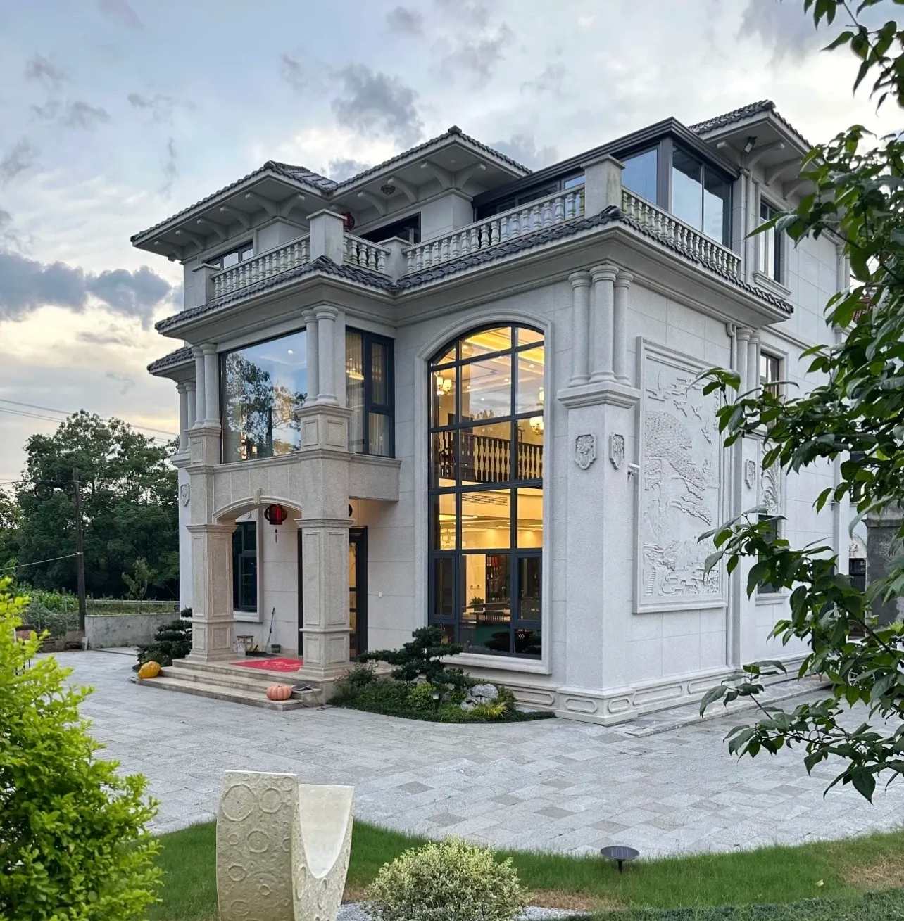 赤峰 白麻花岗岩私人别墅干挂石材豪华定制