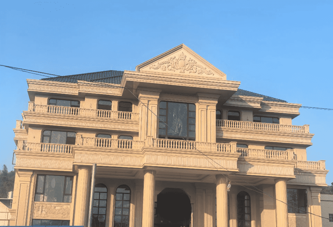 赤峰黄金麻别墅外墙干挂石材效果示例